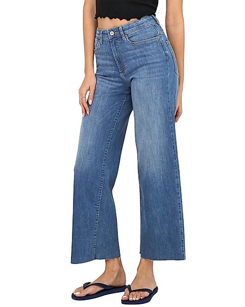 ONLY Weite Jeans Wide-Fit Jeans mit hoher Taille und Offenem-Saum günstig online kaufen