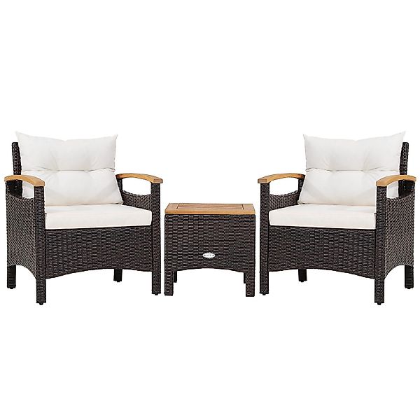 COSTWAY Balkonset, Rattan, 3tlg. 2 Sessel günstig online kaufen