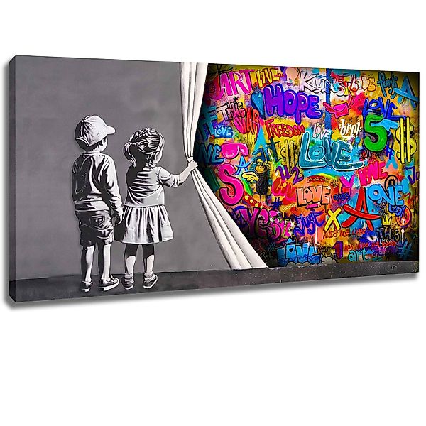 Leinwando Leinwandbild Gemälde Banksy 2 Kinder günstig online kaufen