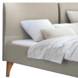 Polsterbett Beige Eiche Bianco 140x200 cm optional mit Nachtkonsole günstig online kaufen