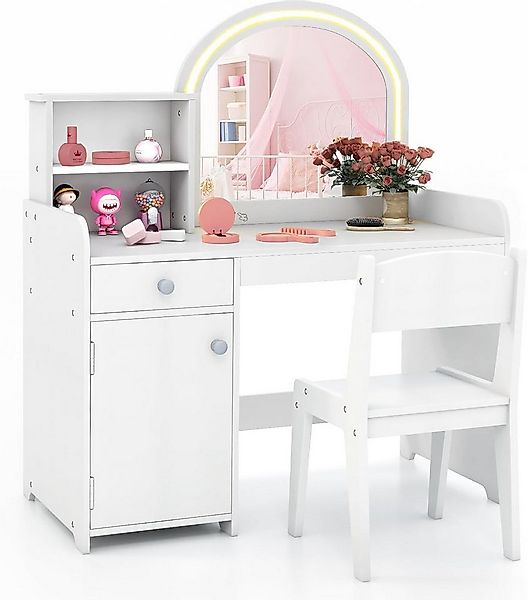 COSTWAY Schminktisch Kidner, mit Stuhl & LED Spiegel & Schublade, ab 3 Jahr günstig online kaufen