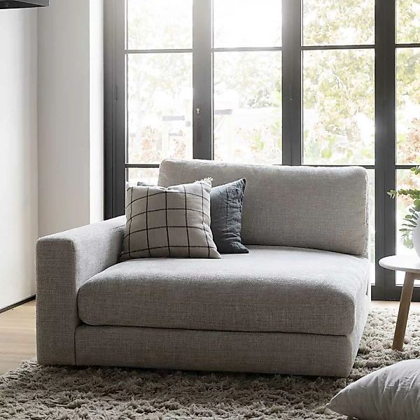 Sofa Sessel hellgrau Stoff Armlehne links 129 cm breit günstig online kaufen