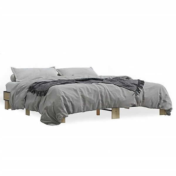 vidaXL Bettgestell, Bettrahmen Sonoma-Eiche 160x200 cm Holzwerkstoff und Me günstig online kaufen