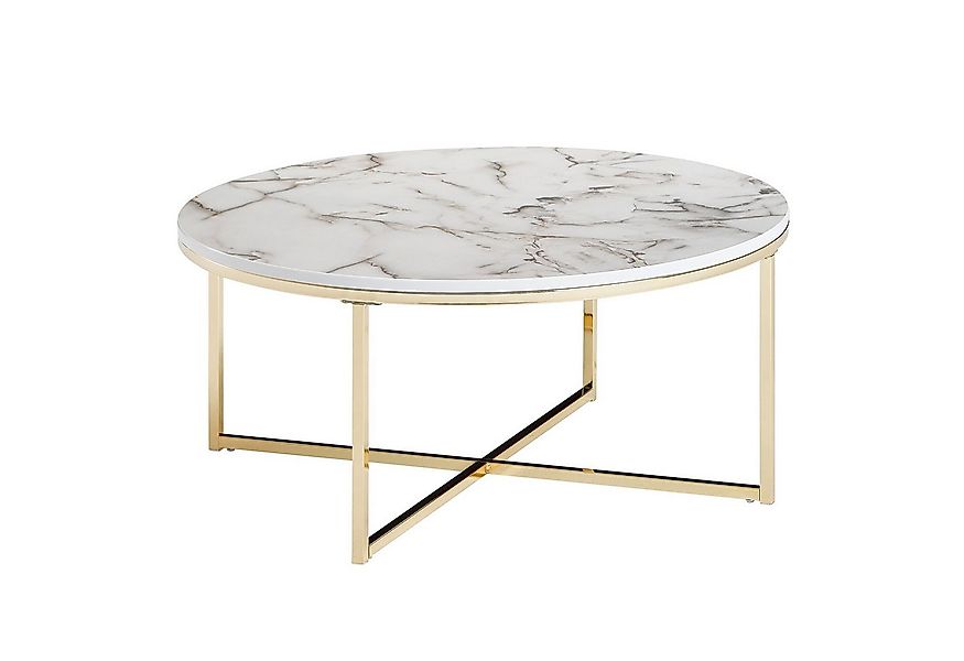 FINEBUY Couchtisch FB24016 Design Marmor Optik Wohnzimmertisch Ø 80 cm Tisc günstig online kaufen