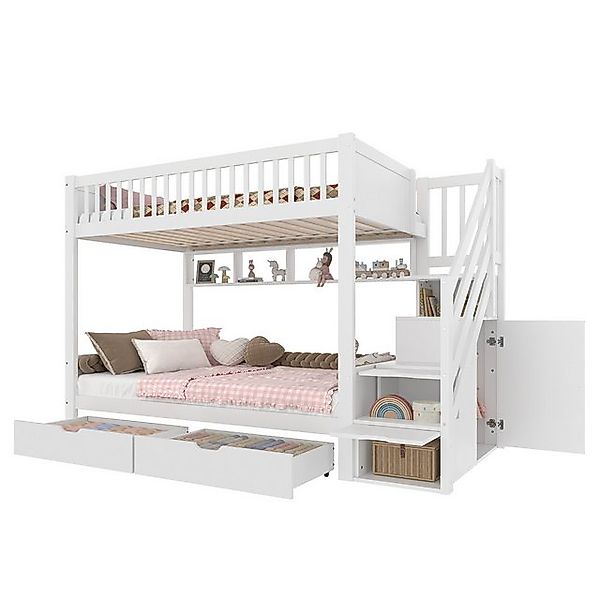 OKWISH Etagenbett Kinderbett Holzbett (90x200 cm mit Schublade, Regal & Kle günstig online kaufen