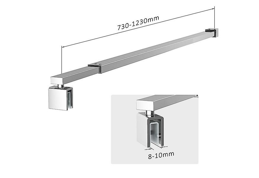 Hopibath Duschwand-Stabilisationsstange Chrom Schwarz für 8-10mm haltestang günstig online kaufen