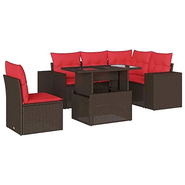 vidaXL 6-Tlg Gartensofa-Set mit Kissen Braun Polyrattan 3269174 günstig online kaufen
