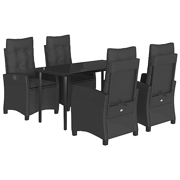 vidaXL 5-Tlg Garten-Essgruppe mit Kissen Schwarz Poly Rattan 3212755 günstig online kaufen