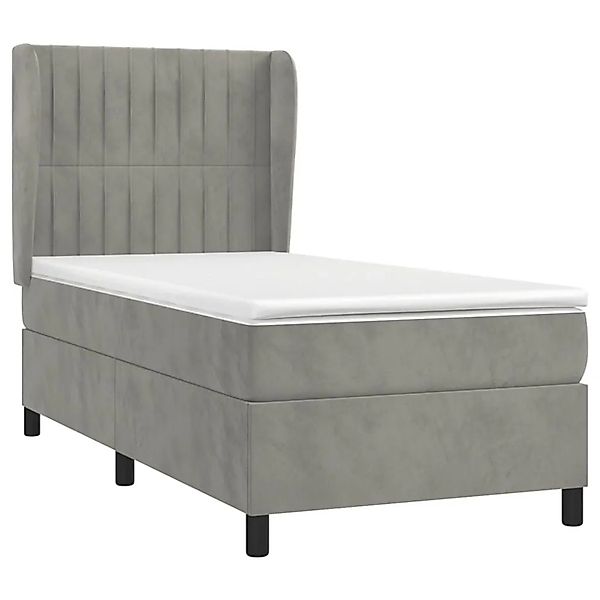 vidaXL Boxspringbett mit Matratze Hellgrau 80x200 cm Samt 3129297 günstig online kaufen