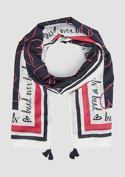 s.Oliver Schal Tuch, Tuch mit Quasten und Herz-Print günstig online kaufen