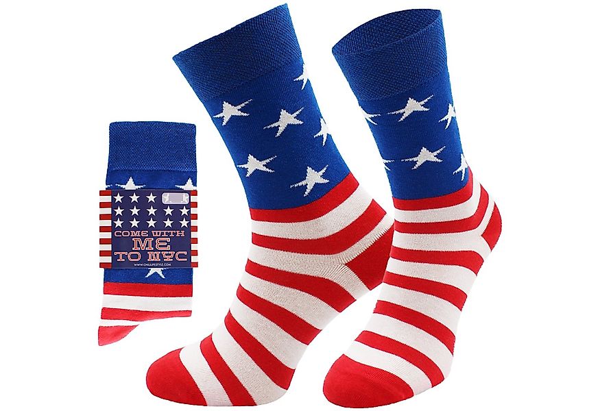 Chili Lifestyle Freizeitsocken USA Lustige Socken mit Spruch Banderole als günstig online kaufen