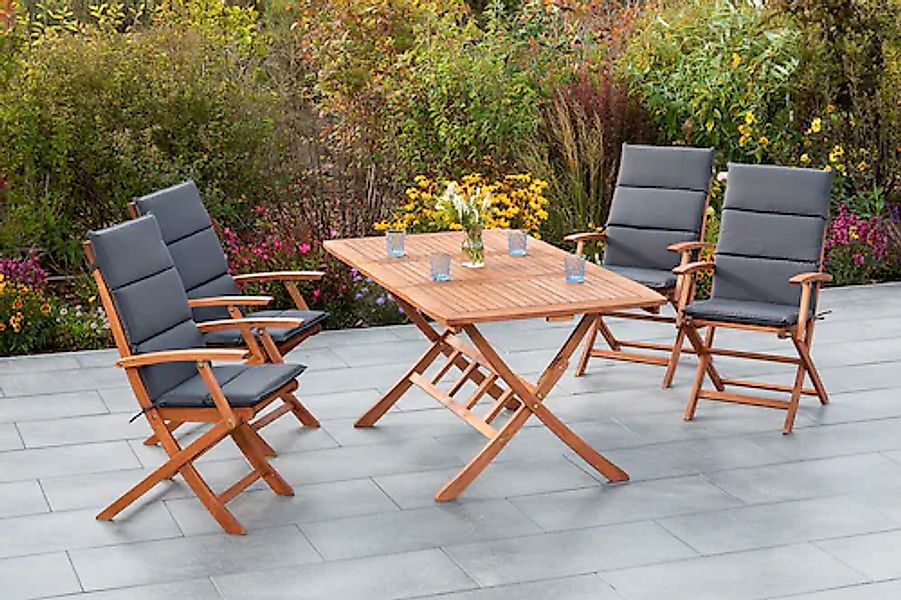 MERXX Garten-Essgruppe »Comodoro« 5 Stk. tlg. 4 Klappsessel mit ausziehbare günstig online kaufen