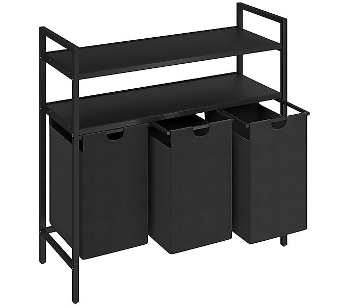 STEELSØN Wäschekorb Rigil aus Metall (3 Fächer (120 L) mit 2 MDF-Ablagen, s günstig online kaufen
