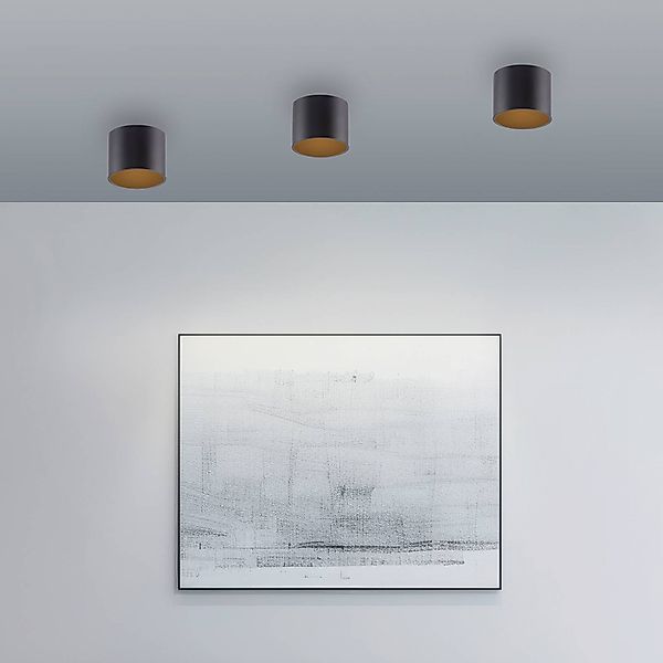 PURE LED-Bad-Deckenlampe Point, schwarz, Ø 18 cm, IP44 günstig online kaufen