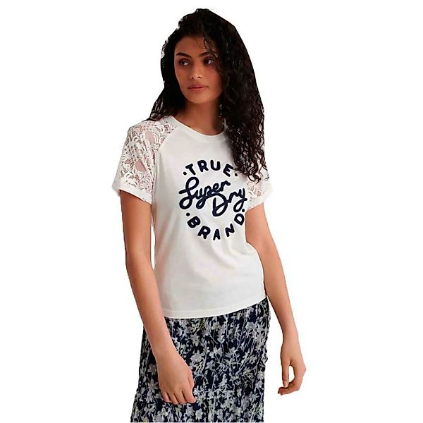 Superdry Summer Lace Raglan Kurzarm T-shirt XS Chalk White günstig online kaufen