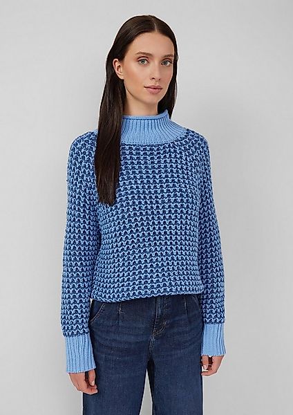 s.Oliver Longpullover Strickpullover Gemusterter Strickpullover mit Stehkra günstig online kaufen