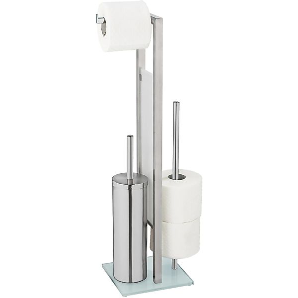 WENKO WC-Garnitur "Rivalta" aus Edelstahl  Glas  Polypropylen Standgarnitur günstig online kaufen