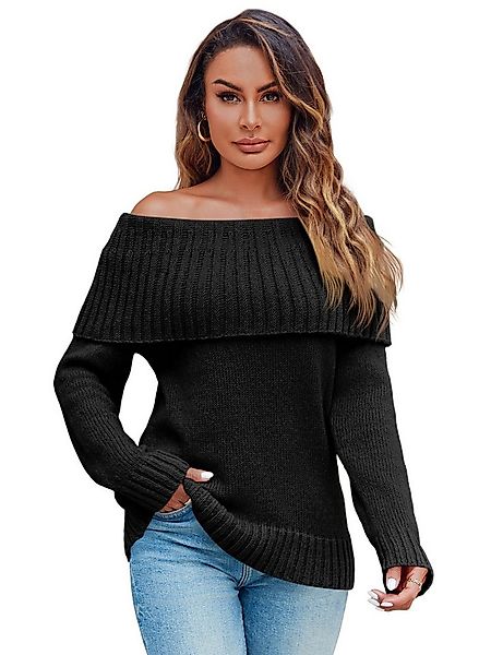 Imily Bela Sweater Damen Oversize Pullover mit schulterfreiem Schnitt (Pack günstig online kaufen