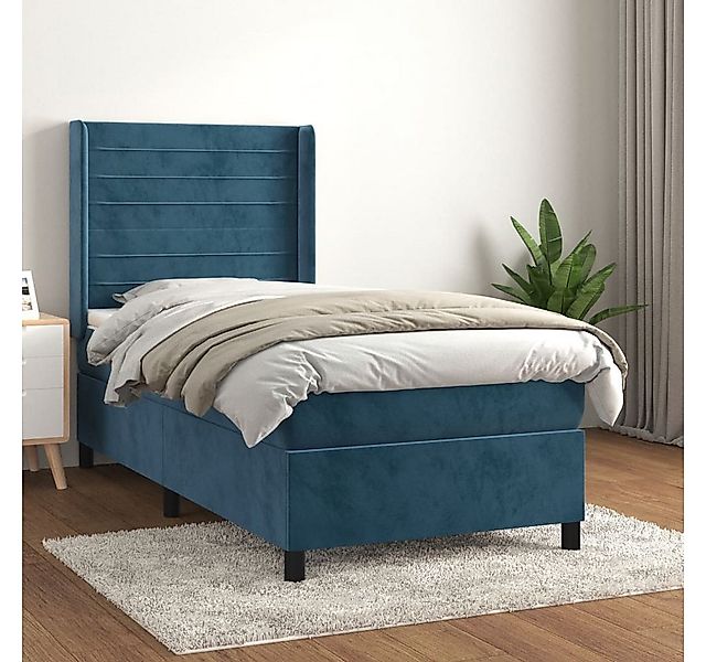 vidaXL Boxspringbett mit Matratze Dunkelblau 90x190 cm Samt1357197 günstig online kaufen