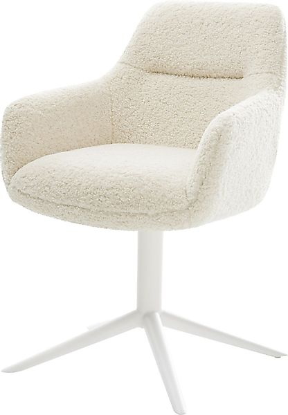 DELIFE Polsterstuhl Pejo-Flex, Fußkreuz Weiß Teddystoff günstig online kaufen