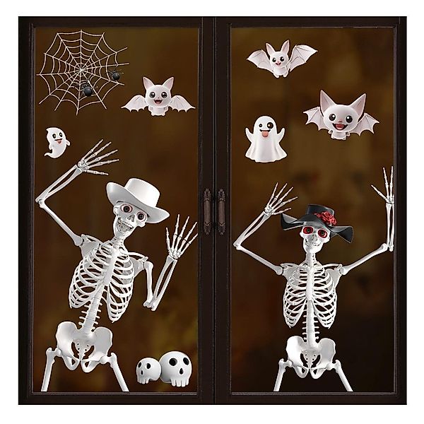 CLTYQ Fensterbild Dekohänger Halloween Fensteraufkleber, Skelett günstig online kaufen