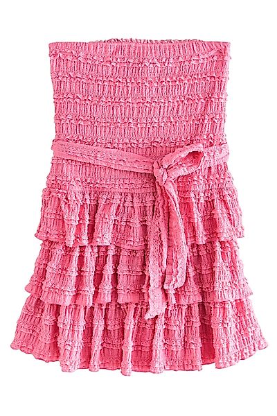 Next Minikleid Strukturiertes Bandeau-Minikleid mit Rüschen günstig online kaufen