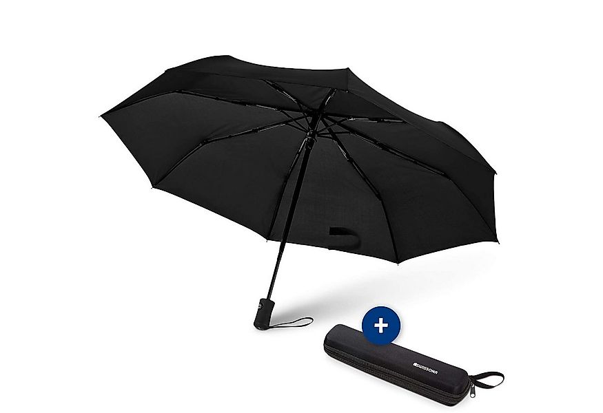 Swissona Taschenregenschirm Schwarzer Kompaktregenschirm: Windfest, leicht, günstig online kaufen
