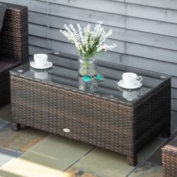 Outsunny Gartentisch Garten Beistelltisch Polyrattan (Balkontisch, günstig online kaufen