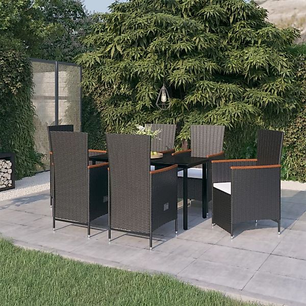 Vidaxl 7-tlg. Garten-essgruppe Mit Auflagen Schwarz günstig online kaufen