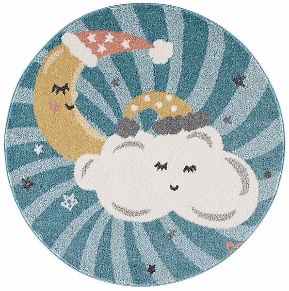 Carpet City Kinderteppich »Anime9380«, rund, 11 mm Höhe, Teppich Mond, Wolk günstig online kaufen