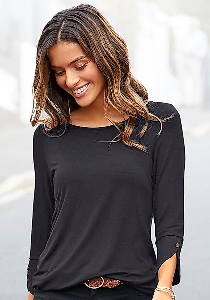 Vivance 3/4-Arm-Shirt "mit Manschetten und goldfarbenen Knöpfen", aus weich günstig online kaufen