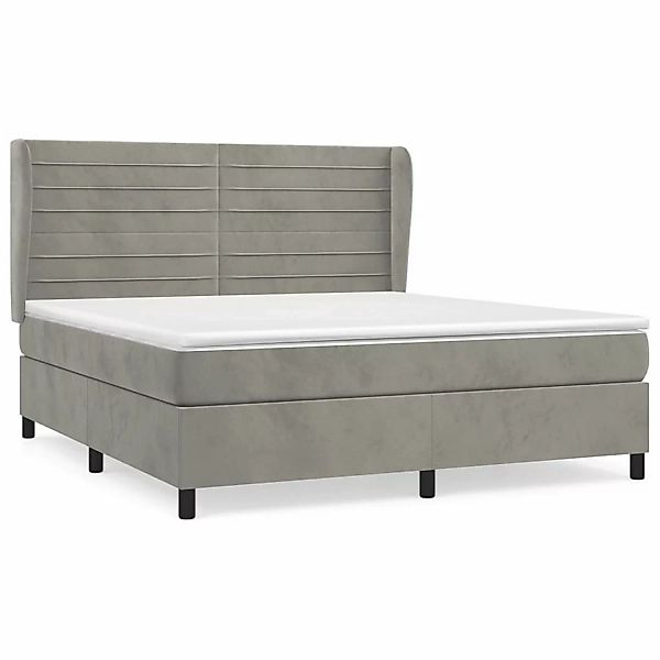 vidaXL Boxspringbett mit Matratze Hellgrau 180x200 cm Samt1536569 günstig online kaufen