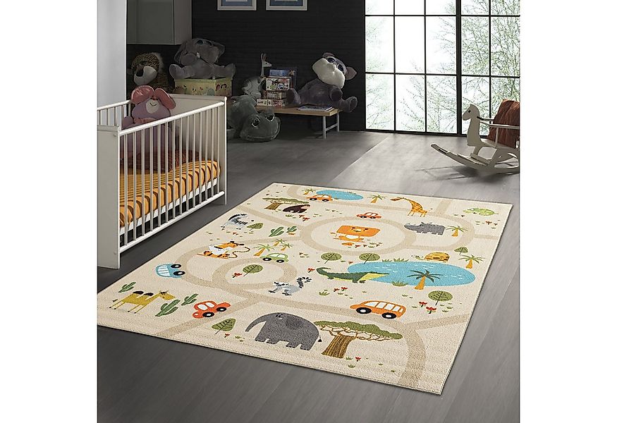 TeppichHome24 Kinderteppich Rutschfester Kinder-Spielteppich in beige, rech günstig online kaufen