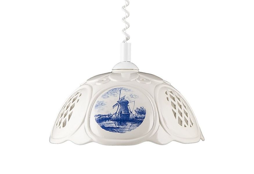 Helios Leuchten Pendelleuchte Küchenlampe Keramik weiß blau, Keramiklampe, günstig online kaufen