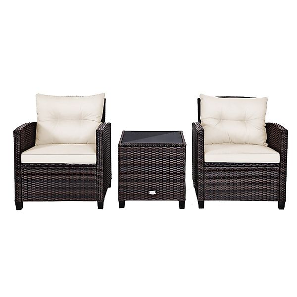 KOMFOTTEU Sitzgruppe Rattan Gartenmöbel, (Set, 3-tlg), günstig online kaufen