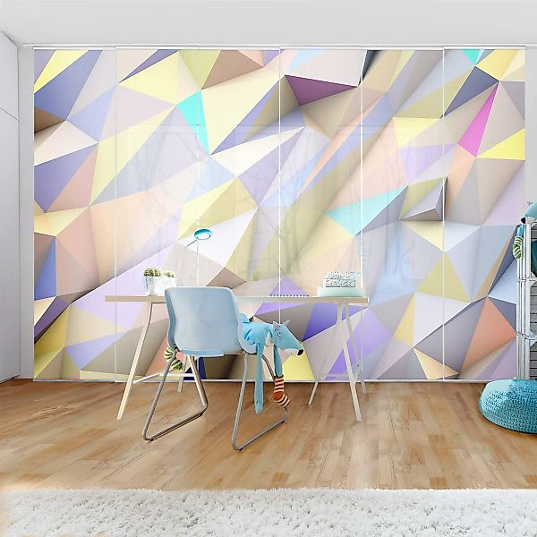 Schiebegardinen Set Kinderzimmer Geometrische Pastell Dreiecke in 3D günstig online kaufen