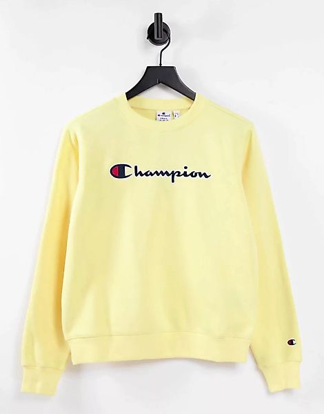 Champion – Sweatshirt in Gelb mit großem Logo günstig online kaufen