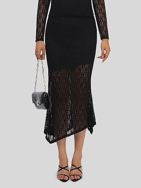 LAPA PLUS Midirock Eleganter Damen Fischschwanzrock aus Spitze, asymmetrisc günstig online kaufen