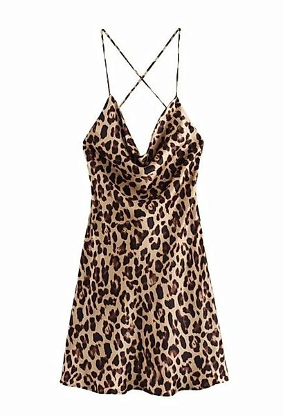 SEGUEN Sommerkleid Sommermode Damen French Leopard Print Printkleider (Rück günstig online kaufen