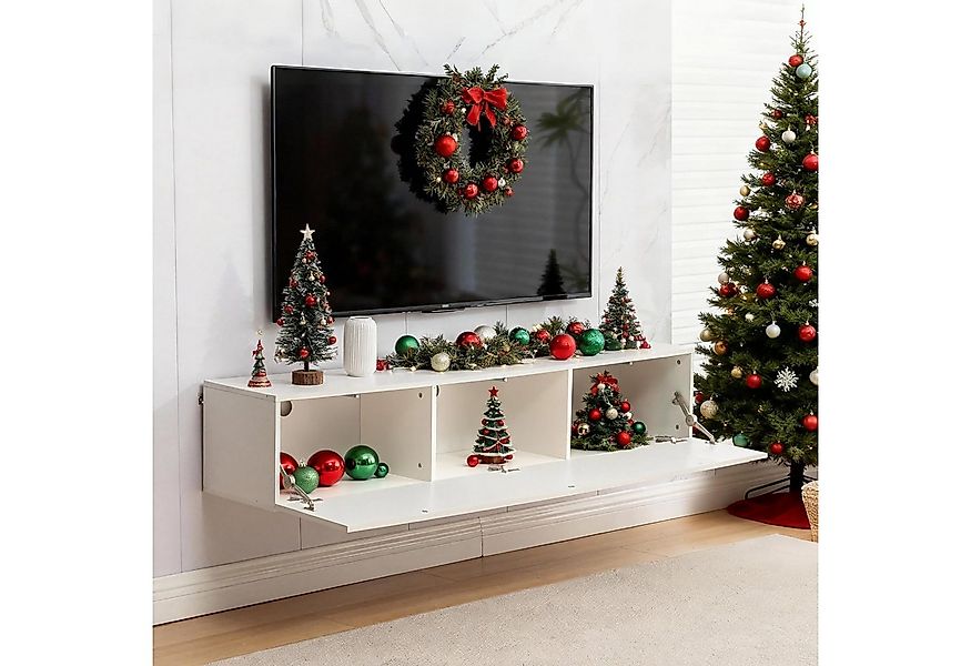 Thanaddo Lowboard Simple Floating TV Console,  Modern White, 160x30.5x34cm günstig online kaufen
