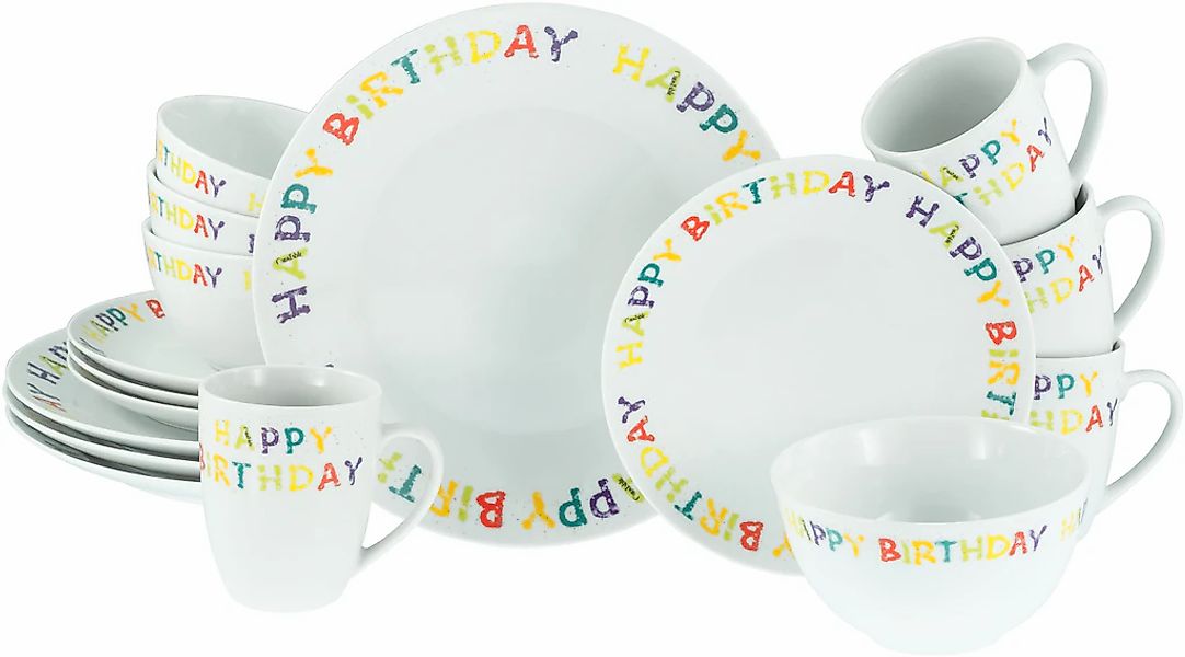 CreaTable Kombiservice "Happy Birthday, Kombi-Service 16-tlg." Fröhliches b günstig online kaufen
