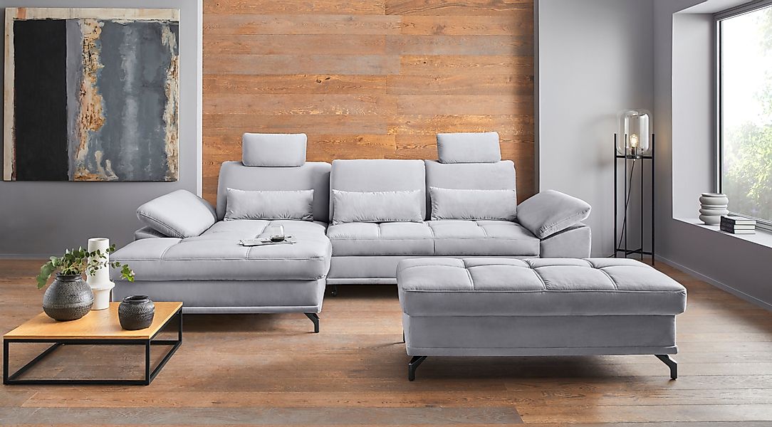 Places of Style Ecksofa Costello, mit Sitztiefenverstellung und Armlehnfunk günstig online kaufen