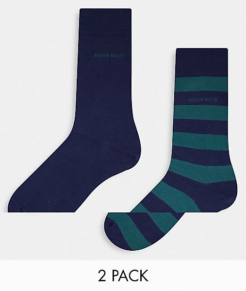 Hugo Boss – Socken in Dunkelblau mit Streifenmuster im 2er-Pack günstig online kaufen