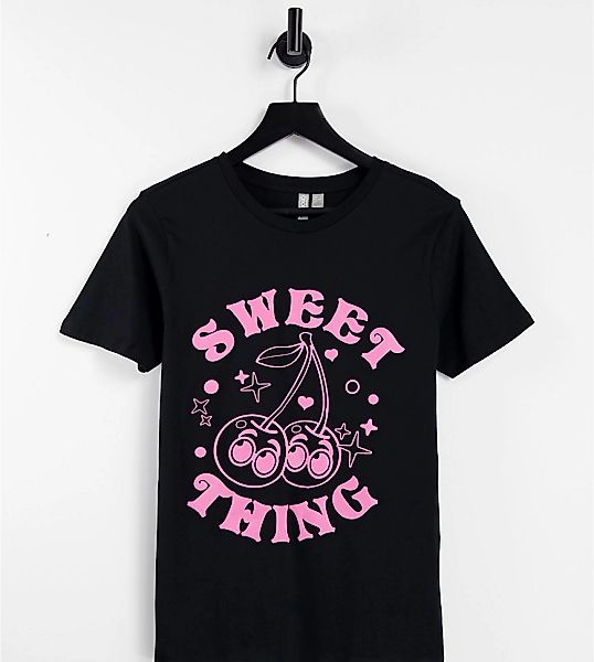 ASOS DESIGN Petite – T-Shirt in Schwarz mit „Sweet Thing“-Schriftzug und Ki günstig online kaufen