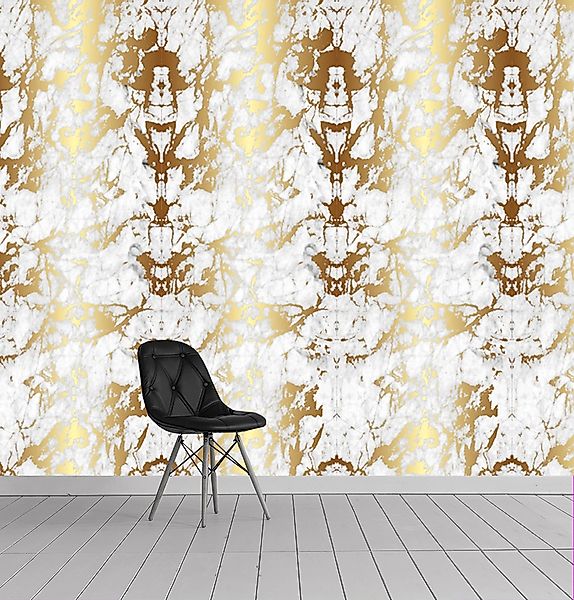 queence Vinyltapete »Caleb Marmor gold«, Steinoptik, 90x250cm, selbstkleben günstig online kaufen