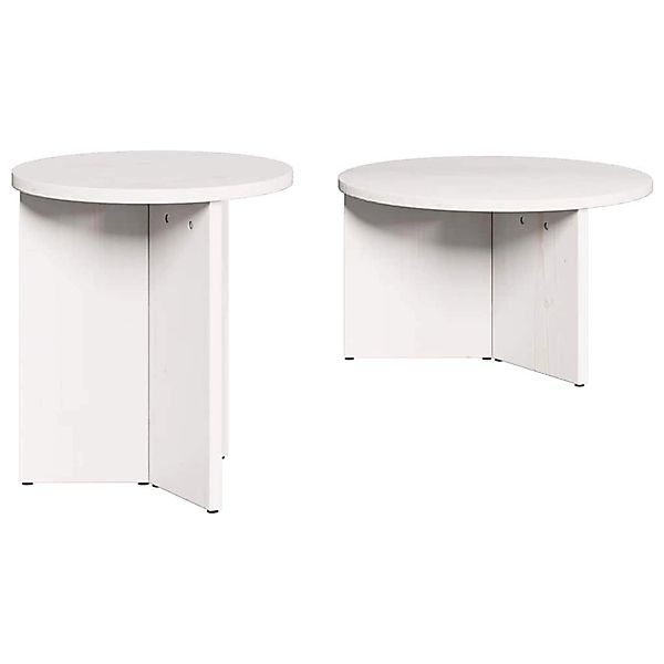vidaXL Couchtisch 2 Stk Weiß 49 x 49 x 28 cm Massivholz Kiefer 873551 günstig online kaufen