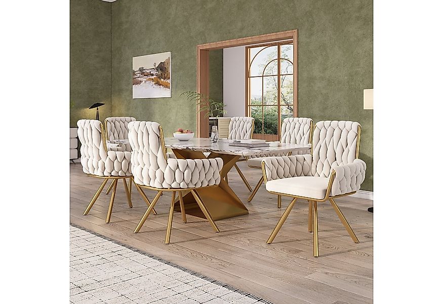 Flieks Esszimmerstuhl (Set, 6 St), 6er Set Polsterstühle mit Armlehnen Wohn günstig online kaufen