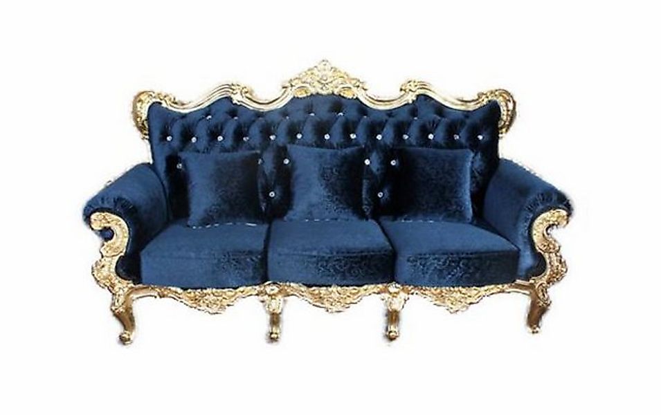 JVmoebel Sofa Klassischer Blauer Chesterfield Dreisitzer Polstermöbel Luxus günstig online kaufen