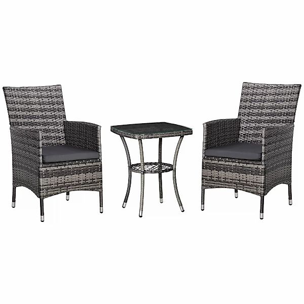 Outsunny Balkonmöbel Set für 2 Personen Sitzgruppe Rattan Gartenset Polyrat günstig online kaufen