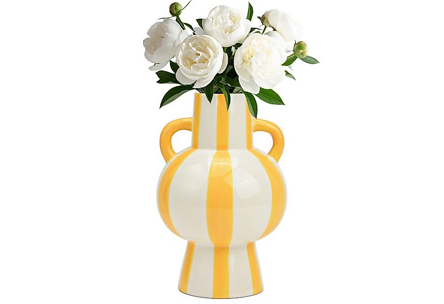 matches21 HOME & HOBBY Dekovase Blumenvase bunt gestreift, gelb weiß in Ø 1 günstig online kaufen